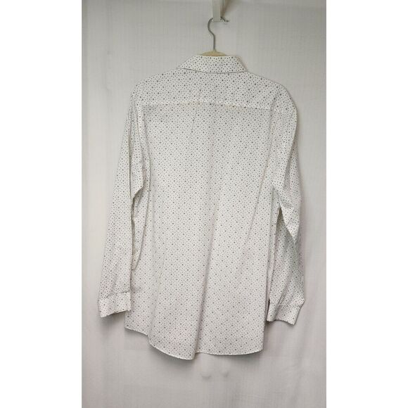 J. Ferrar Mens Long Sleeve Button Up Polka Dots White/Brown Shirt Size L-16-16.5 - Picture 3 of 5